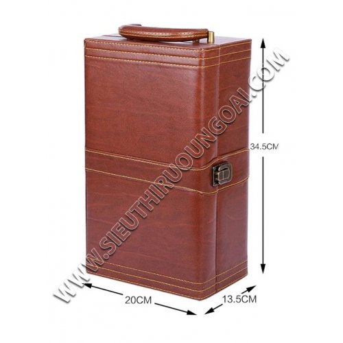 Hộp da đôi màu bò 4 phụ kiện