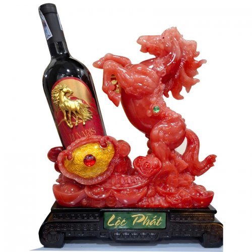 Kệ Ngựa Đỏ Lộc Phát + Vang Year Of Horse