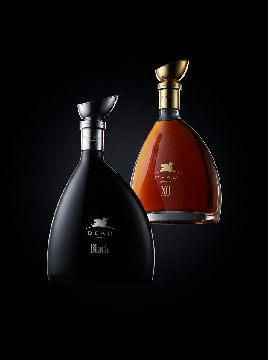 Ruou Cognac Deau Black XO va Deau XO vo chai hinh giot nuoc doc ban biếu sep