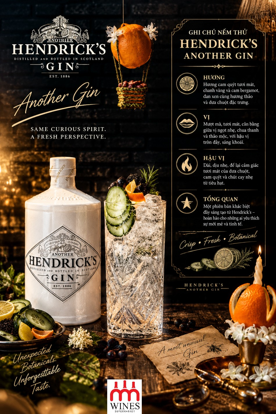 Ghi chú nếm thử và cách pha chế rượu Gin Hendrick's Another Gin
