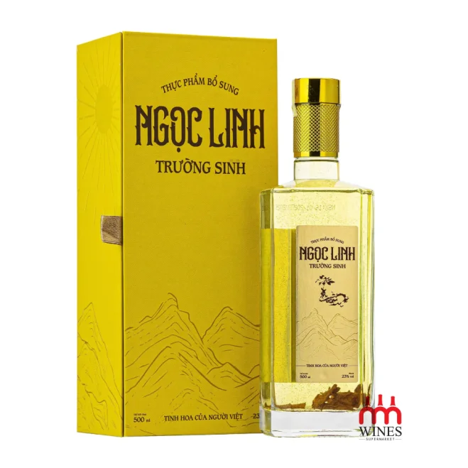 Rượu Ngọc Linh Trường Sinh Yellow 500ml hộp vàng sang trọng