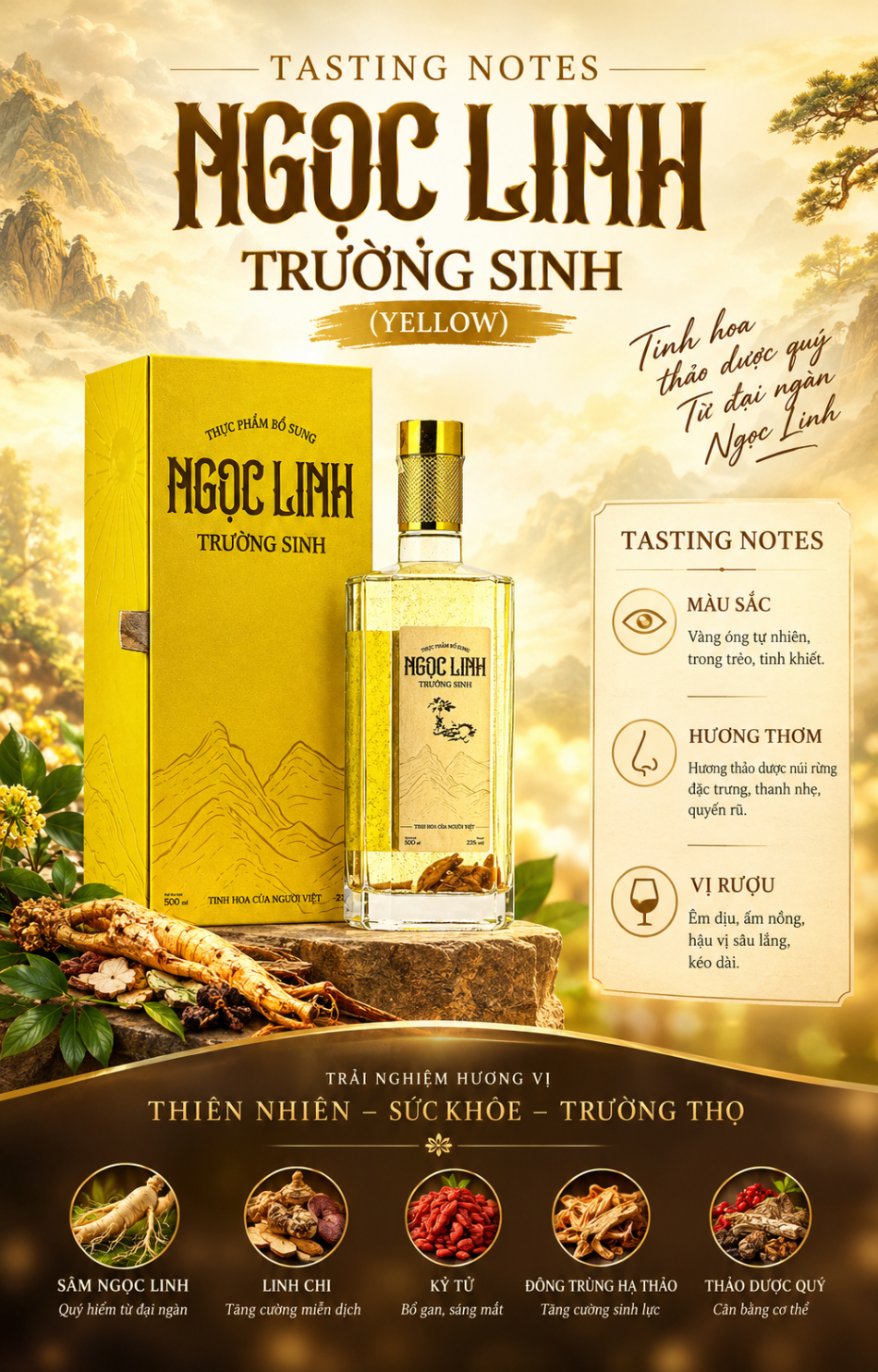 Tasting notes rượu Ngọc Linh Trường Sinh Yellow
