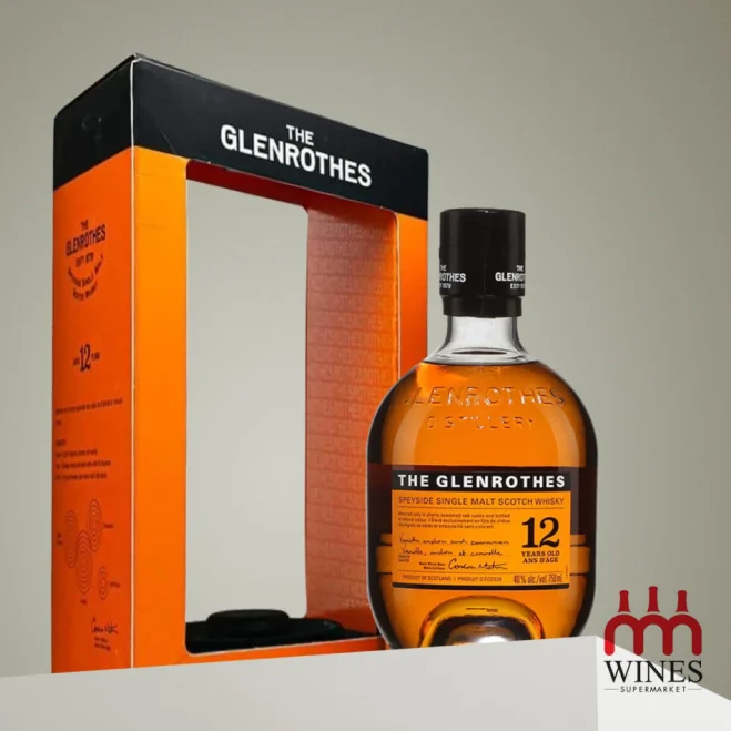 Rượu The Glenrothes 12 Years Old hộp cam và chai thủy tinh