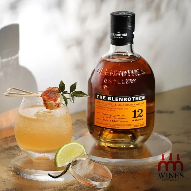 Rượu The Glenrothes 12 Years Old và ly cocktail