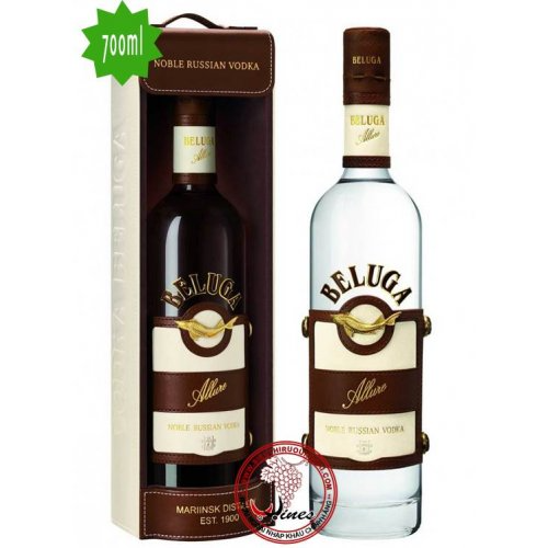 Rượu Beluga Allure hộp da sang trọng và chai thủy tinh