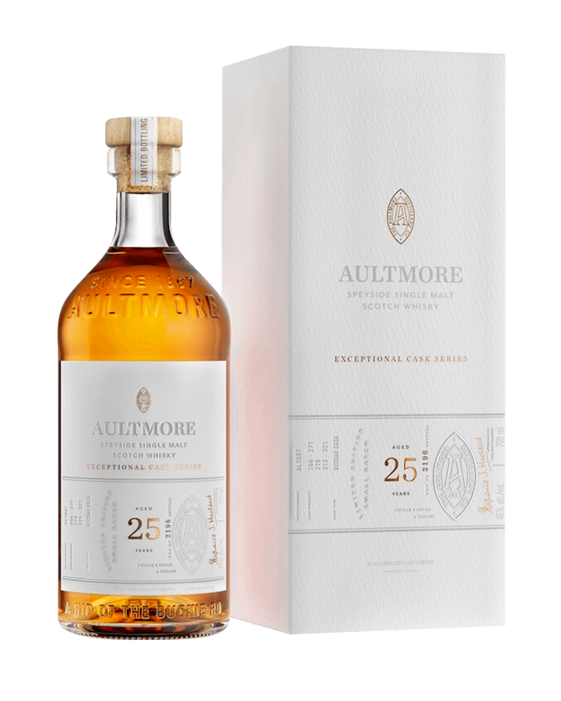 Rượu Aultmore 25 Years Old hộp trắng và chai thủy tinh