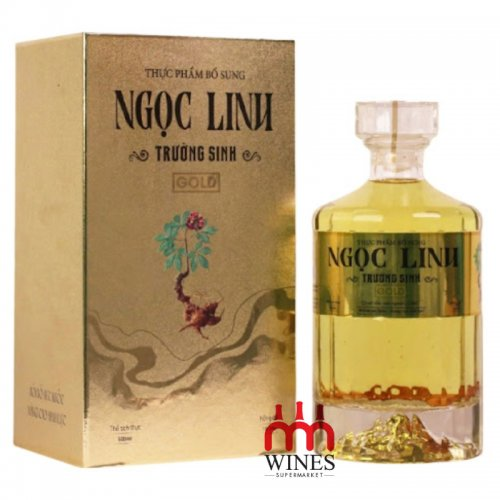 Rượu Ngọc Linh Trường Sinh Gold 24K 500ml và chai thủy tinh