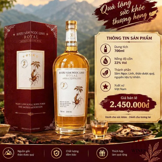 Rượu Sâm Ngọc Linh Royal 700ml giá 2.450.000đ