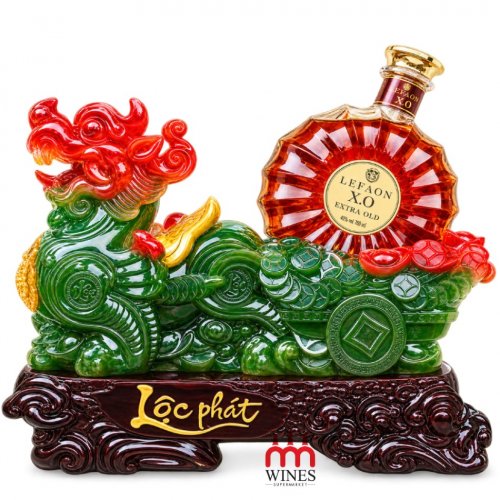 Kệ Kỳ Lân Xanh Ngọc- Lộc Phát + Brandy Lefaon X.O Extra Old