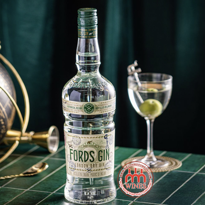 Rượu Fords Gin London Dry Gin 70cl và ly cocktail Dry Martini