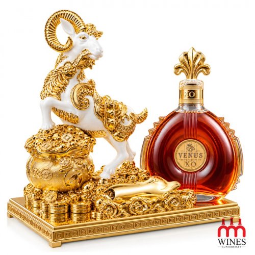 Kệ Dê Trắng Vờn Tửu Phú Quý Cát Tường + Venus XO Brandy