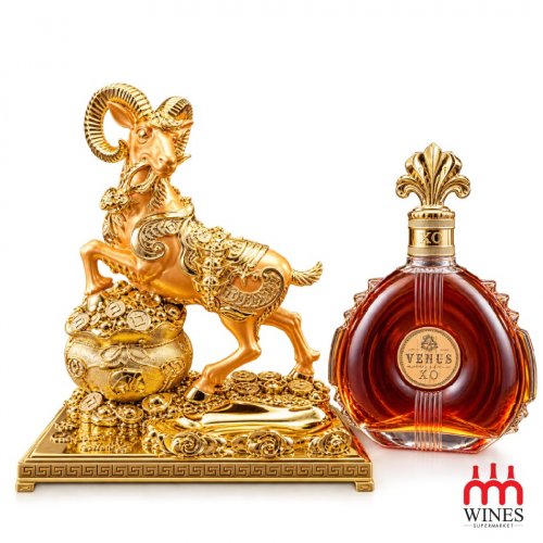 2027 - Kệ Dê Vàng Vờn Tửu Phú Quý Cát Tường + Venus XO Brandy