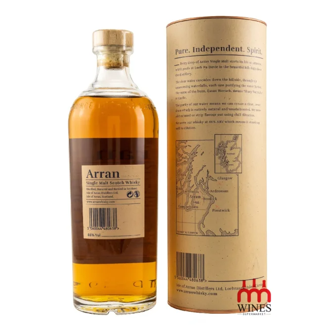 Rượu Arran 10 Years mặt sau ống đựng