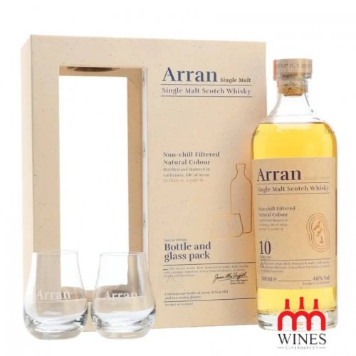 Rượu Arran 10 Years hộp quà và hai ly thủy tinh