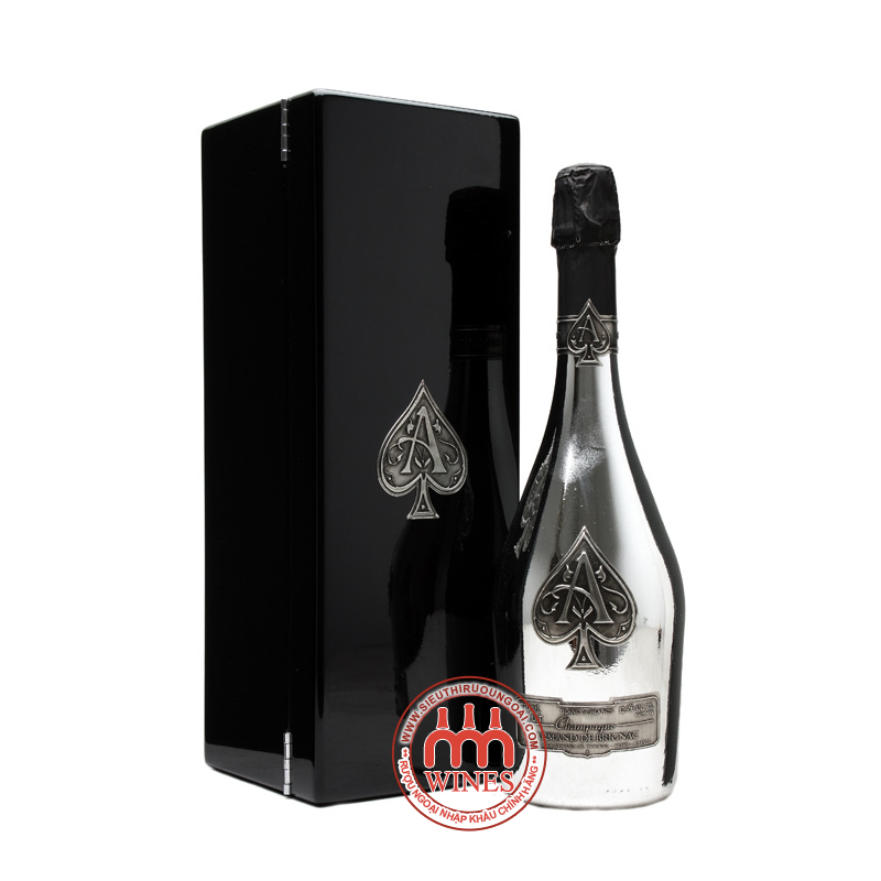 Hộp gỗ sơn mài và chai Champagne Armand de Brignac Blanc de Blancs
