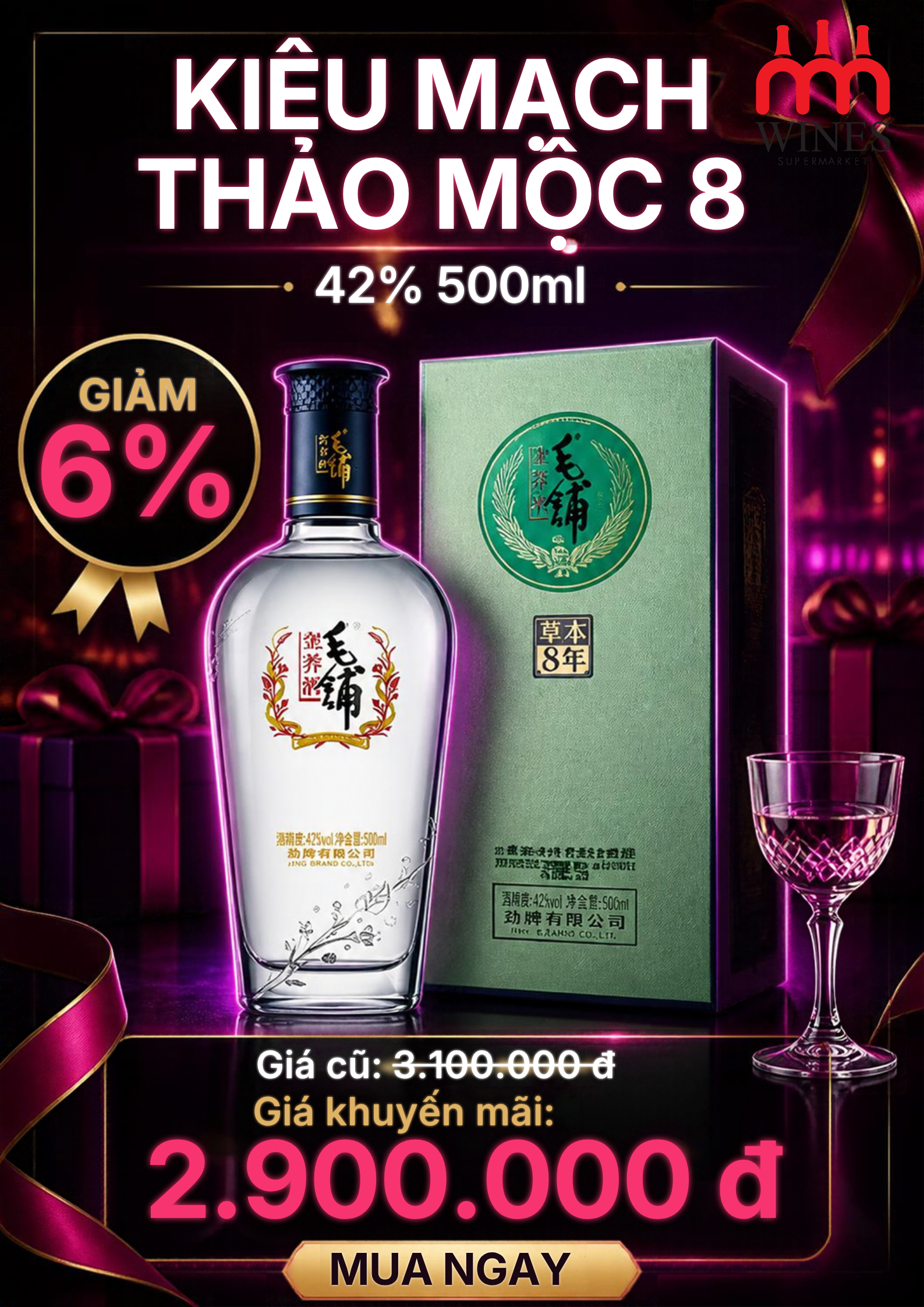 Khuyến mãi rượu Kiều Mạch Thảo Mộc 8 giảm 6%