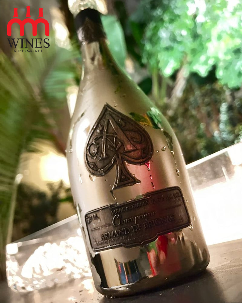 Champagne Armand de Brignac Blanc de Blancs chai mạ bạc